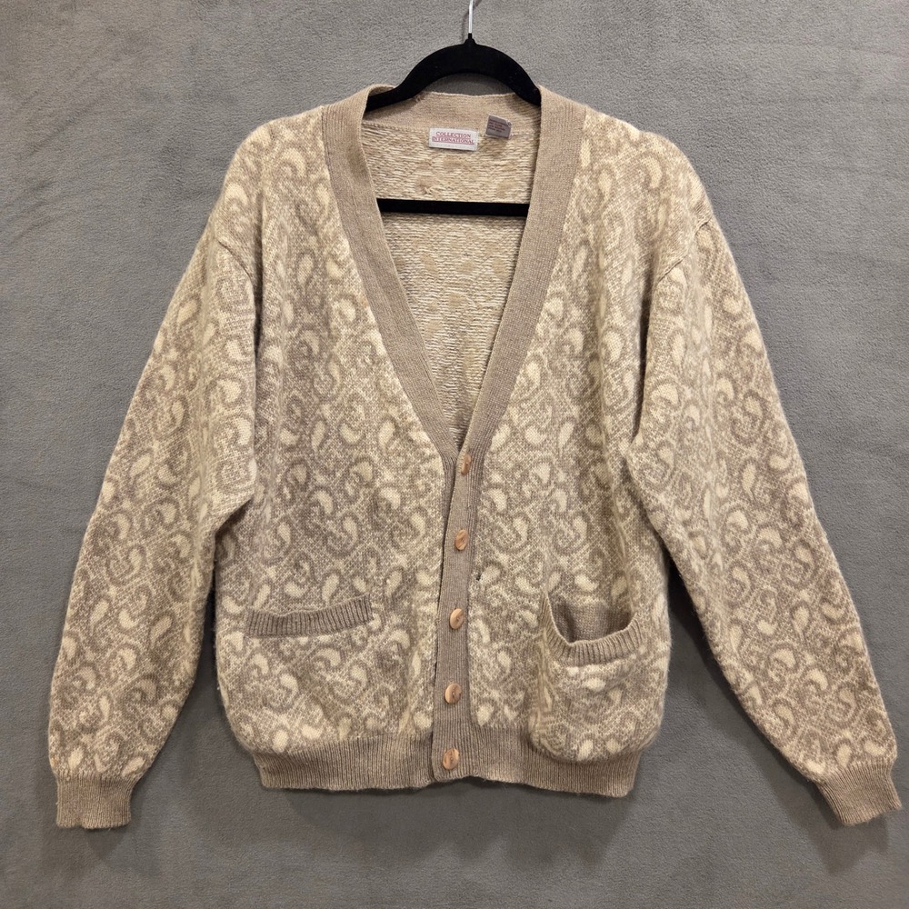 Collection International Shetland Wool Paisley Cardigan Sweater Men's M Heritage